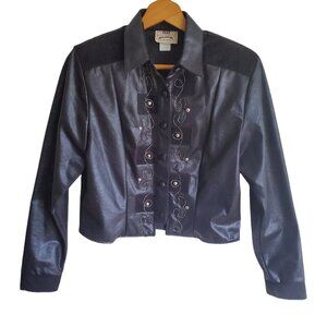 Vtg 1849 Authentic Ranchwear Jacket Womens Sz S Black Button 90s Western Cowgirl